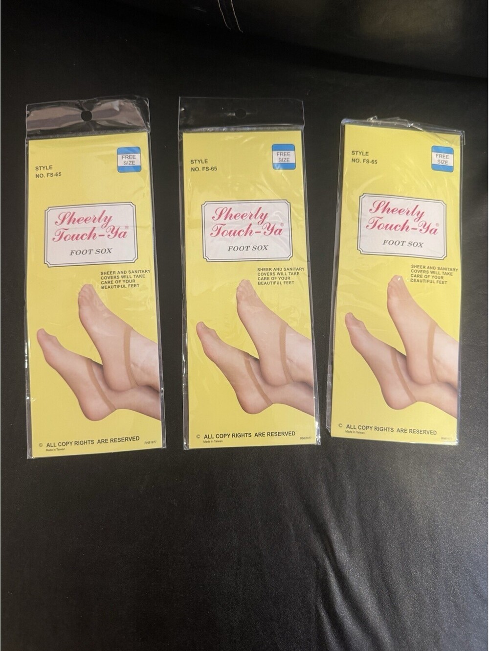Sheerly Touch-Ya Foot Sox FS-65 Free Size Sheer No Show Lot of 3 NEW